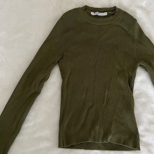 NA-KD RIBBED KNIT ROUND NECK SWEATER GREEN